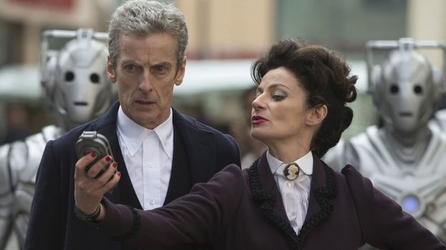 Peter Capaldi  and Michelle Gomez as The Doctor and Missy in the Doctor Who season 8 finale Death in Heaven.